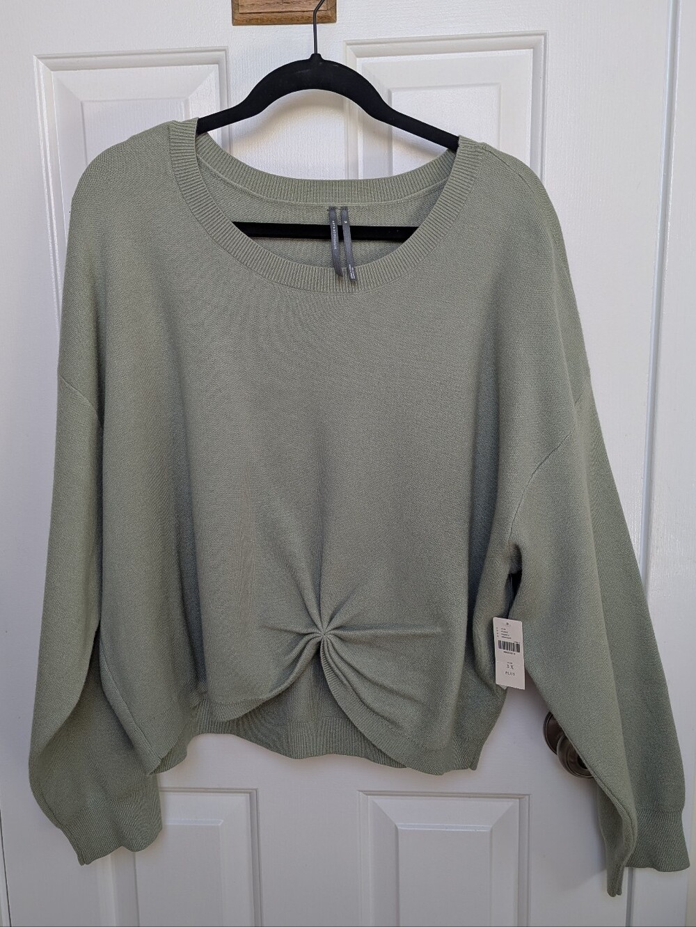Anthropologie Sage Green Twisted Front Sweater NWT - Size 3x